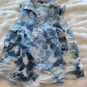 Gloria Vanderbilt Light Blue Tie-Dye Top